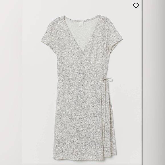 H&M Jersey Wrap Dress in Ecru/Polka Dot Size Medium - Picture 1 of 12